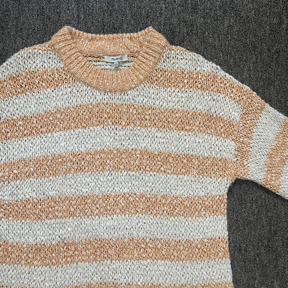Madewell Orange Stripe Knit Sweater, S balloon sleeve chunky fall oversized - Picture 4 of 10